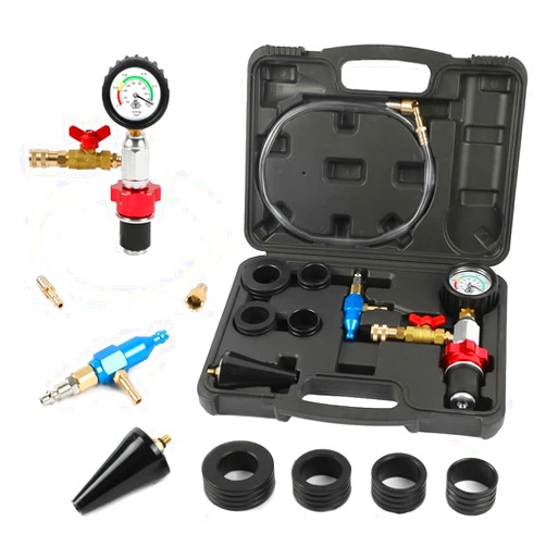 KAISAL Coolant Vacuum Refill Kit Time-saving Vacuum Coolant Refill Kit Well-sealed Cooling System Vacuum Purge & Refill Kit with Pressure Gauge, 5 Sizes Adapters, Long Coolant Filling Hose for All Vehicles