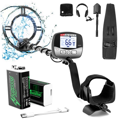 VVinRC 1071 Metal Detector with PC211 9V Rechargeable Battery Complete Set