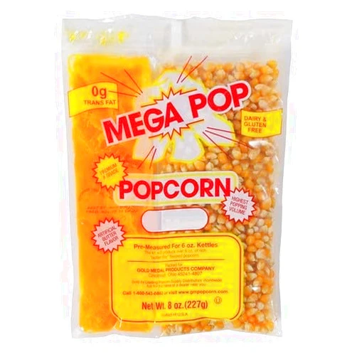 Generic Mega-pop Popcorn 6 count, Oil and Salt Kit with Coconut Oil - Flavored Popcorn - Butter Corn/Oil/Salt Kits,8 oz