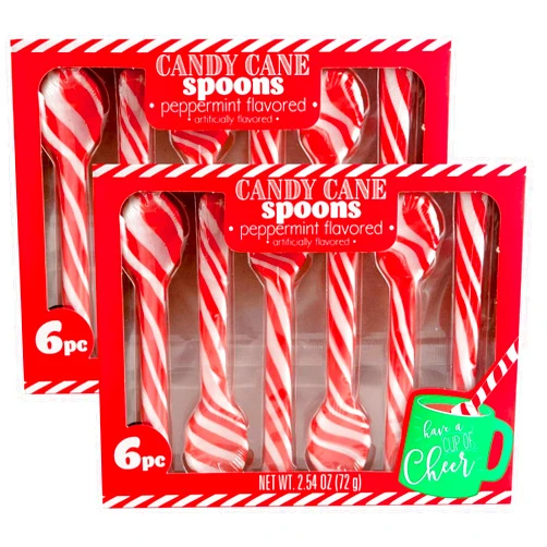 Generic Peppermint Candy Cane Spoons for Hot Chocolate – Edible Stirring Spoons for Cocoa, Coffee & Tea – Individually Wrapped Christmas Party Favors, Cocoa Bar Accessories, Holiday Treats (12 Pack)