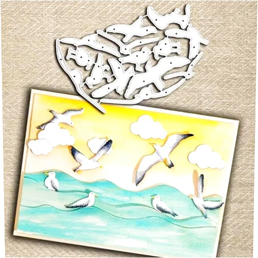 Yeyert Seagull Ocean Bird Metal Die Cuts,Animal Sea Mews Bird Cutting Dies Cut Stencils DIY Scrapbooking Decorative Embossing Paper Scrapbooking Card Making