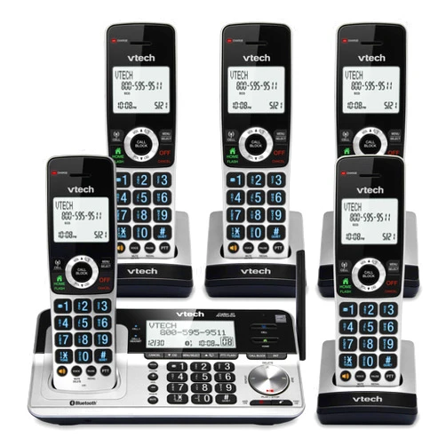 VTech VS113-5 Extended Range 5 Handset Cordless Phone for Home with Call Blocking, Connect to Cell Bluetooth, 2