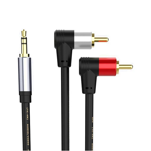 Sovunis 3.5mm to 2 RCA Cable, Angle 2RCA Male to 3.5mm Male Auxiliary Stereo Audio Y Splitter Cable Compatible with TV, Smartphones, MP3, Tablets, Speakers, Home Theater, etc (1.5m/59inch)