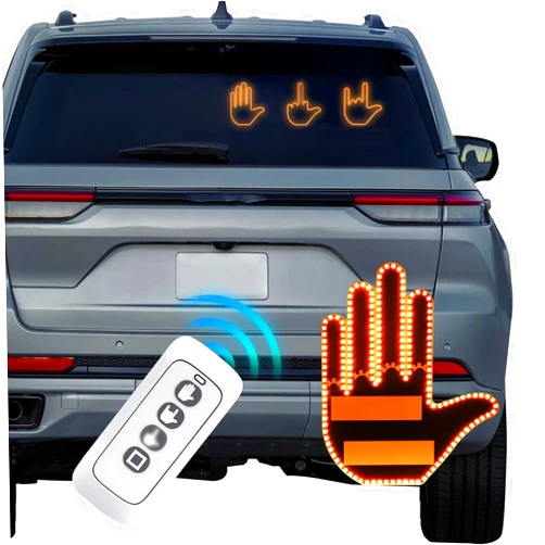 HEVLE Middle Finger Car Light, Hand Gesture Light for Car, Car Finger Light with Remote, Funny Road Rage Sign Lighting, Car Accessories Car Back Window Sign Fit Most Vehicles