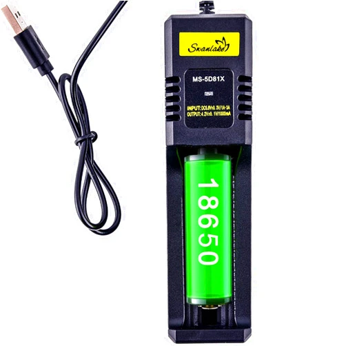 Swanlake 18650 Battery Charger,Single-Slot Intelligent Battery Charger for 3.7V Li-ion 18650,26650,21700,18500,18350,16650 Rechargeable Battery (not Including Battery