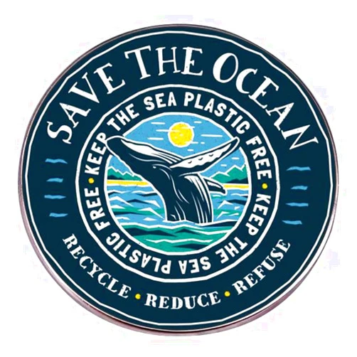 Pinposni Save the ocean Lapel Pin with whale,turtle,seal recycle reduce refuse, keep the sea plastic free