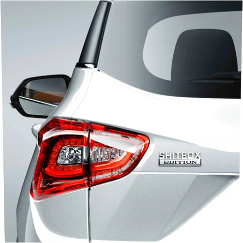 RGOAANC 2PCS SHITBOX Edition Emblem, Car Badge Emblem, Shitbox Decals, Universal Automotive Exterior Decoration Car Side Rear Front Hood Trunk Door Badge 3D Decal Sticker Fit for Car (Silver White)