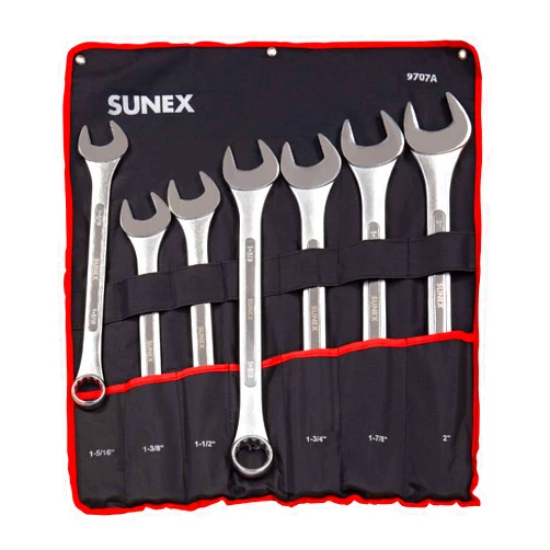 Sunex Tools 9707 Jumbo Fractional Combination Wrench Set, 7Piece (Includes Roll-Case), SAE Jumbo Combination Wrench Set