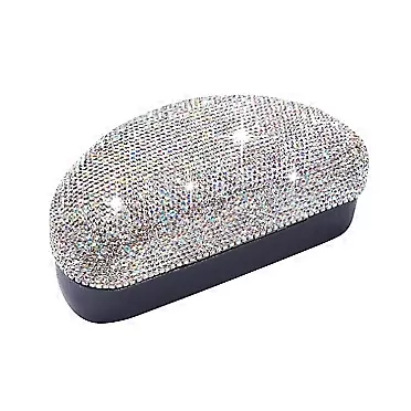Blueshyhall Shiny Diamond Bling Sunglasses Hard Case Portable for Travel Eyes Glasses Box Silver