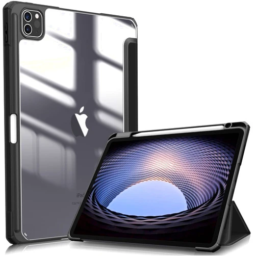 Fintie Hybrid Slim Case for iPad Pro 11-inch (4th / 3rd Generation) 2022/2021 - [Built-in Pencil Holder] Shockproof Cover w/Clear Transparent Back Shell, Also Fit iPad Pro 11