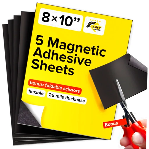 X-bet MAGNET Magnetic Sheets with Adhesive Backing - 5 PCs Each 8