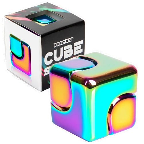 Bopster Metal Fidget Spinner Cube Fidget by bopster - Children and Adults Anodised Aluminium Stress Relief Toy for Anxiety ADD ADHD Autism with Gift Box - Iridescent