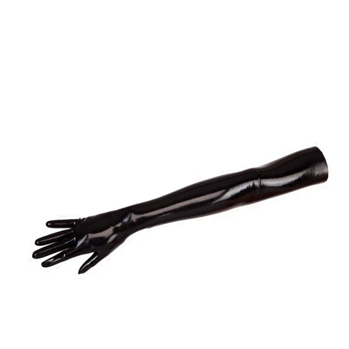 EXLATEX Women's Latex Black Long Gloves Outfits