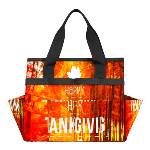 Bisibuy Thanksgiving Maple Leaves Garden Tool Bag with 10 Pockets Easy Access Garden Tote Storage Bag Wear-Resistant & Reusable with 2 Handles Gardening Gifts 13