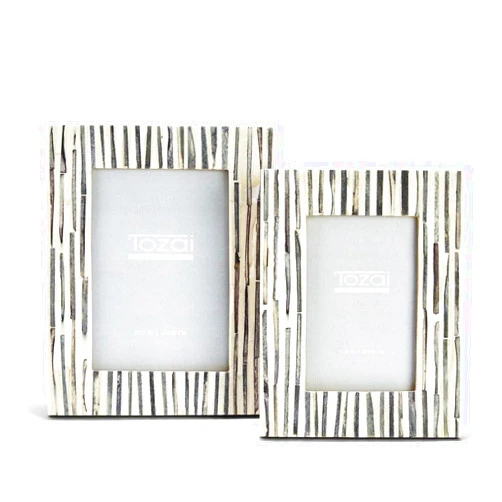 Two's Company Tozai Grey Stripes Set of 2 Photo Frame