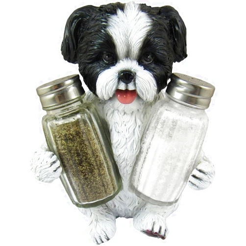 DWK Animal Holder with Salt And Pepper Shaker Set (3 Piece) | Kitchen Décor and Accessories | Salt and Pepper Shakers | Home Décor | Home Decorations… (Shih Tzu)