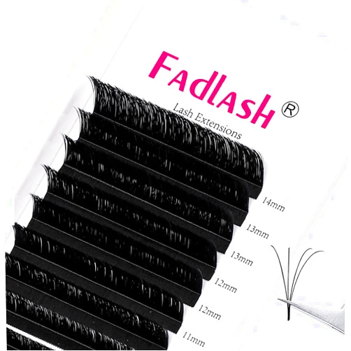 FADLASH Eyelash Extensions L Curl 0.07 Easy Blooming Lash Extension Matte Rapid Volume Lash Extensions Flowering Easy Fan Volume Lashes (0.07-L, 8-14 Mixed)