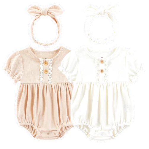 Ruliby Baby Girl Clothes Cotton Bubble Romper Floral Bodysuits Infant Outfit Set