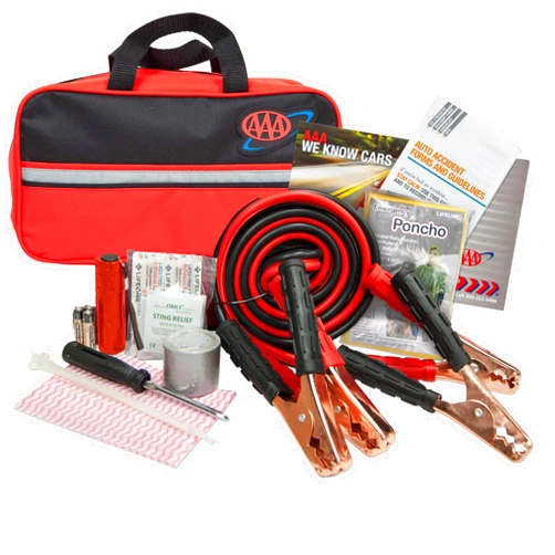 Lifeline AAA Premium Road Kit, 42 Piece Emergency Car Kit with Jumper Cables, Flashlight and First Aid Kit,4330AAA,Black