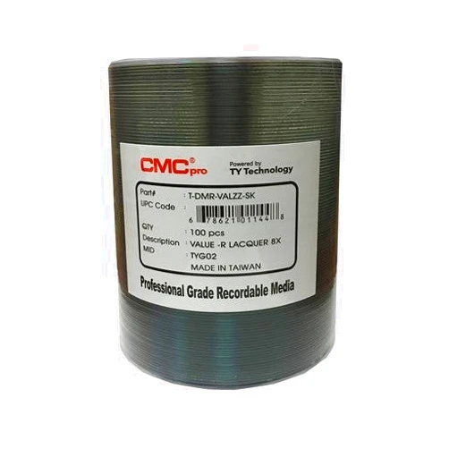 Taiyo Yuden / CMC Pro Cmc Pro/Taiyo Yuden DVD-R4.7GB/120MIN Valueline 8X/16X Silver Thermal Lacquer Clear Hub Surface 100pcs Bulk Clear Wrap