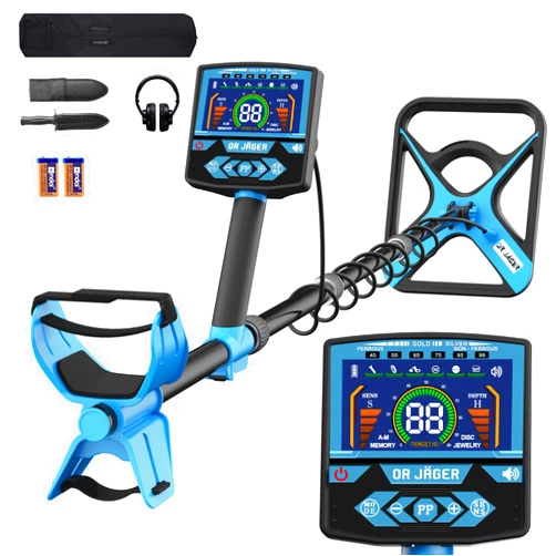 OR Jäger Metal Detector for Adults Waterproof, Precision Metal Detector Waterproof Gold and Silver, Higher Precision, Technology Large LED Display, Strong Memory Mode, 12 Inch IP68 Coil, New Top DSP Chip