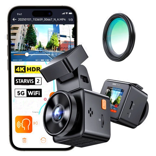 Vantrue E1 Pro 4K Mini Dash Cam Front, STARVIS 2 PlatePix™ HDR Night Vision Car Camera, Built-in 5G WiFi GPS, 1.54'' IPS Screen, LTE Support, Voice Control, 24/7 Buffered Parking Mode, Support 1TB Max