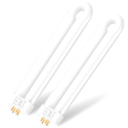 GOOTOP Replacement Bulb for Zap T6 Pro, K15, T9, X3 Bug Zapper Outdoor, 15W, 4-Pin Base, U Shaped Twin Tube Bulb for Outdoor Mosquito Zapper,2 Pack