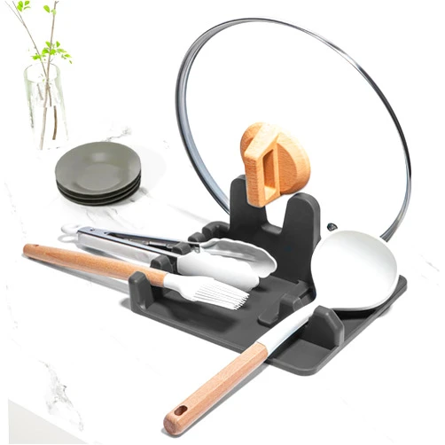 AUOON Silicone Utensil Rest and Pot lid holder with Drip Pad for Multiple Utensils,Dishwasher Safe,Heat-Resistant,BPA-Free Spoon Rest for Stove Top,Kitchen Utensil Holder for Ladle