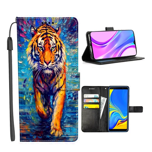 DAFEI Wallet Case for LG K52/K62 with Tiger-aa1005 Pattern PU Leather Flip Folio ID&Credit Cards Pocket Lanyard