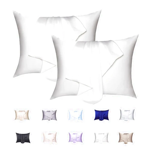 FANHSJF Silk Pillowcase 2 Pack, FANHSJF 100% Mulberry Silk Pillowcase for Hair and Skin, 19 Momme 600 Thread Count Silk Pillow Cover Set of 2 with Hidden Zipper. (White, Standard 20x26)
