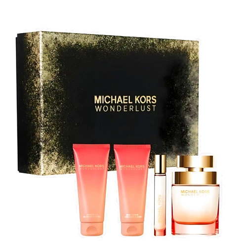 Michael Kors Wonderlust for Women - 4 Pc Gift Set 3.4oz EDP Spray, 3.4oz Body Lotion, 3.4oz Shower Gel, 0.33 oz EDP Spray