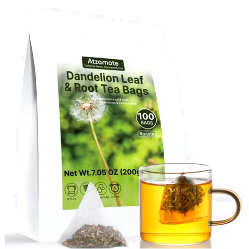 Atzamote 100 Count Pure Dandelion Leaf & Root Tea Bags –Liver Detox Herbal Tea,Caffeine-Free, No Additives, Roasted Dandelion Tea with an Earthy & Refreshing Flavor