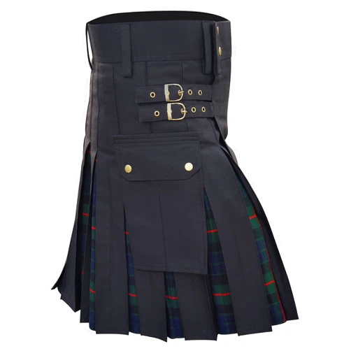 CLOUD KILT Men's Hybrid Utility Kilt - Durable Cotton Jeans Fabric Kilt for Men with Cargo Style Pockets Traditional Modern Kilt