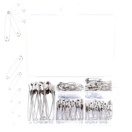 Huhuhero 150 Pack Safety Pins Assorted, 5 Different Sizes Small and Large Safety Pins, Safety Pins for Clothes Pins Sewing, Nickel Plated Steel Safety Pin Bulk, Arts and Crafts Supplies (Sliver)