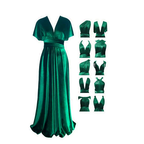 72styles Velvet Infinity Dress with Bandeau,Convertible Bridesmaid Dresses,Plus Size Velvet Wrap Maxi Long Dress Multiway Formal Dress