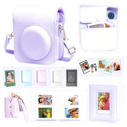 WOGOZAN Instant Mini 12 Accessories for Fujifilm Instax Mini 12 Instant Camera, Mini 12/11 Protective Bag with Mini Photo Album, Mini Photo Stoage Bag, Picture Frame, Magnetic Picture Frame (Purple)