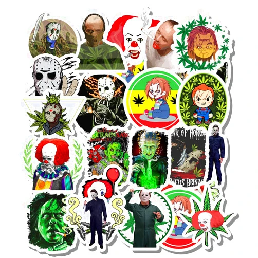 Philevathan 21 Pcs Stickers Pack Wall Funny Sticker Freak Aesthetic of Vinyl Horror Colorful Stoner Waterproof 21 Decal for Water Laptop Skateboard Luggage Bumper Bike Car Bottle Guitar