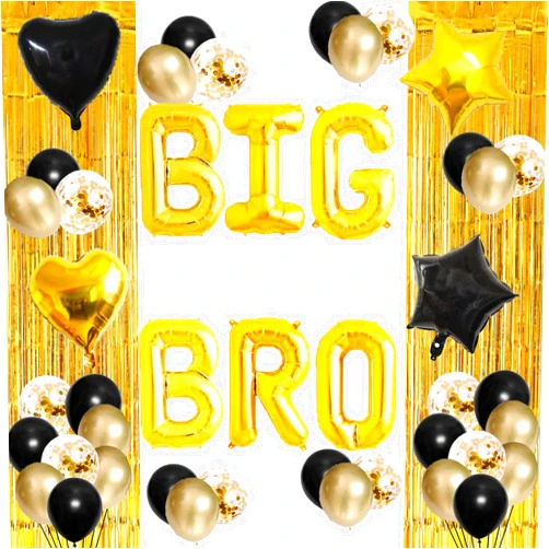 LetDec Big Bro Party Decorations Gold Big Brother Party Balloons Big Bro Themed Newborn Baby Announcement Gender Reveal Baby Shower Party Supplies Decorations