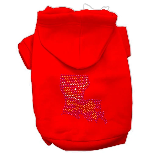 Mirage Pet Products Louisiana Rhinestone Hoodie, Red, Size 10