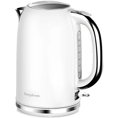 LONGDEEM Electric Tea Kettle for Boiling Water, Wide-Open Lid Stainless Steel Water Boiler, 1500W/1.7L for Coffee/Tea Brewing, Auto Shut-Off & Boil-Dry Protection