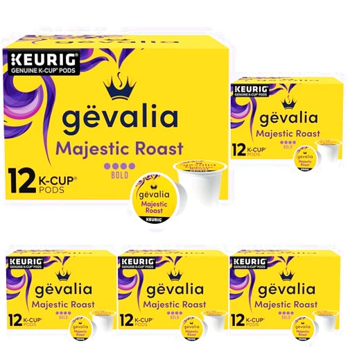 Gevalia Majestic Roast K-Cup Coffee Pods (12 Count) (Pack of 5)