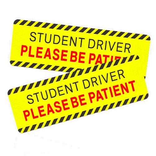 Yourkar 2 PCS Magnetic Car Stickers, Student Driver Magnetic Reflective Patient Signs Stickers, New Drivers Driving Bumper Magnet Stickers for Safety Warning, Car Accessories (Style 1)