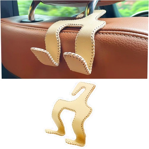 ZXZMZT Headrest Hooks for Car,Black Superior Leather Back Seat Organizer Hanger car Hooks,Backseat Headrest Hangers Storage for Purses,Grocery Bags,Coats,Car Water Bottle Hooks（1 pcs）