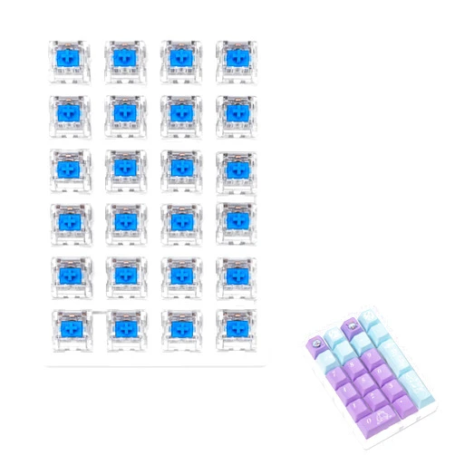 TICKTYYPE 24-Key Blue Switch Tester, Mechanical Keyboards MX Switches Test, Cherry MX Acrylic Testing Tool, Switch Test Tool for Desktop Decoration, Gaming Keyboard