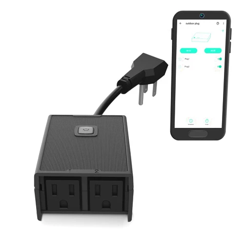YoLink Smart Outdoor Plug YoLink 1/4 Mile World's Longest Range Smart Plug Work w/Alexa Google Assistant IFTTT Individual Control 2 Outlets IP44 Waterproof for Garden Watering Lighting, YoLink Hub Required