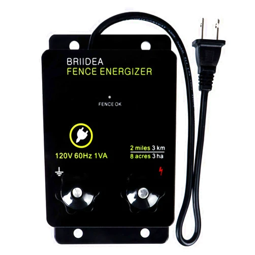 Briidea 2-Mile Electric Fence Energizer for Preventing Wild Animals Intruding 8 Acres Output Voltage 5000 V 0.1Joule