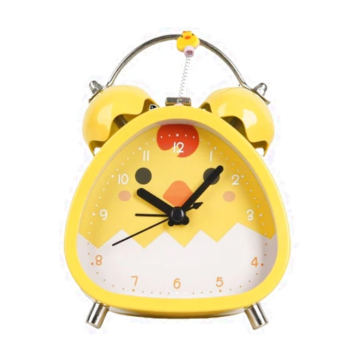 Vobomo Kids Alarm Clock Coo-Coo Spring Chicken Digital Clock with Double Bells Loud Alarm Clock with Night Light for Girls Boys (Eggshell Wing)