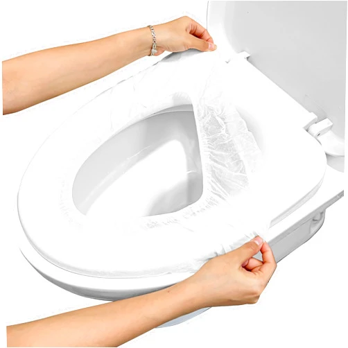 BuleVina 20PCS Plastic Toilet Seat Cover Cushion Protector Mat Large Pack, White Disposable Non-Woven Portable Little Individual Single Package for Adult Home Travel Children Training Environmental Protection