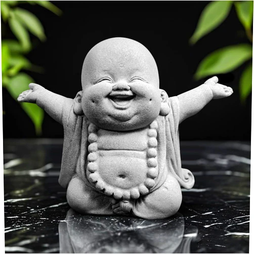 Starfa lab Laughing Buddha Statue,Zen Monk Praying Statue Sculptures Ornament for Garden,Outdoor,Wealth,Good Luck, Indoor,Mini Buddha Fish Tank Decoration