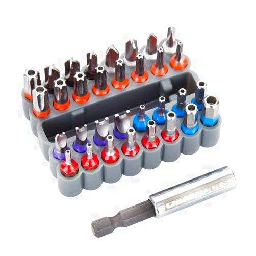OEMTOOLS 25959 33 Piece Security Bit Set, Includes Spanner, Tri-Wing, Torq, Hex Security, and Tamper Proof Star Security Bits with 1/4 Inch Hex Bit Holder
